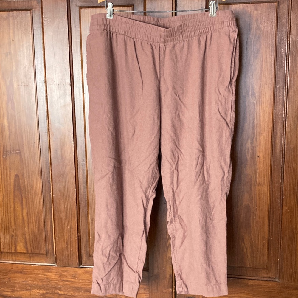 Old Navy Women’s Linen Blend Maueve Straight High Rise Cropped Ankle Pants XL